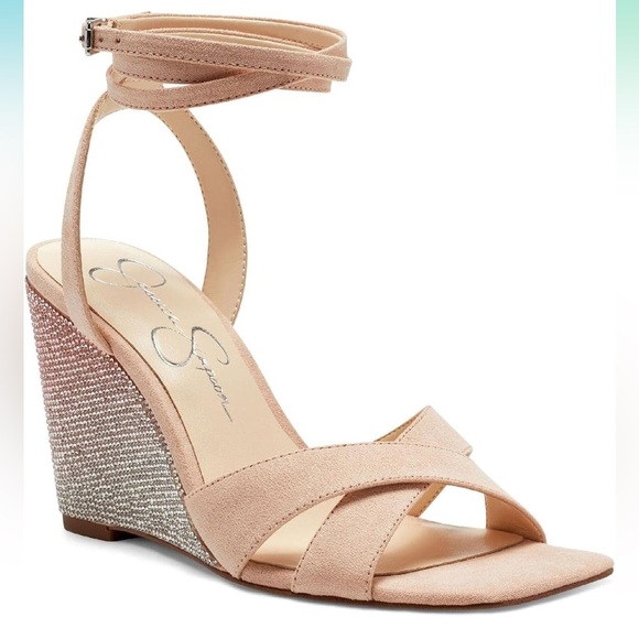 JESSICA SIMPSON | Arlisa Ankle strap wedge SZ 8 pink blush New - Picture 1 of 7